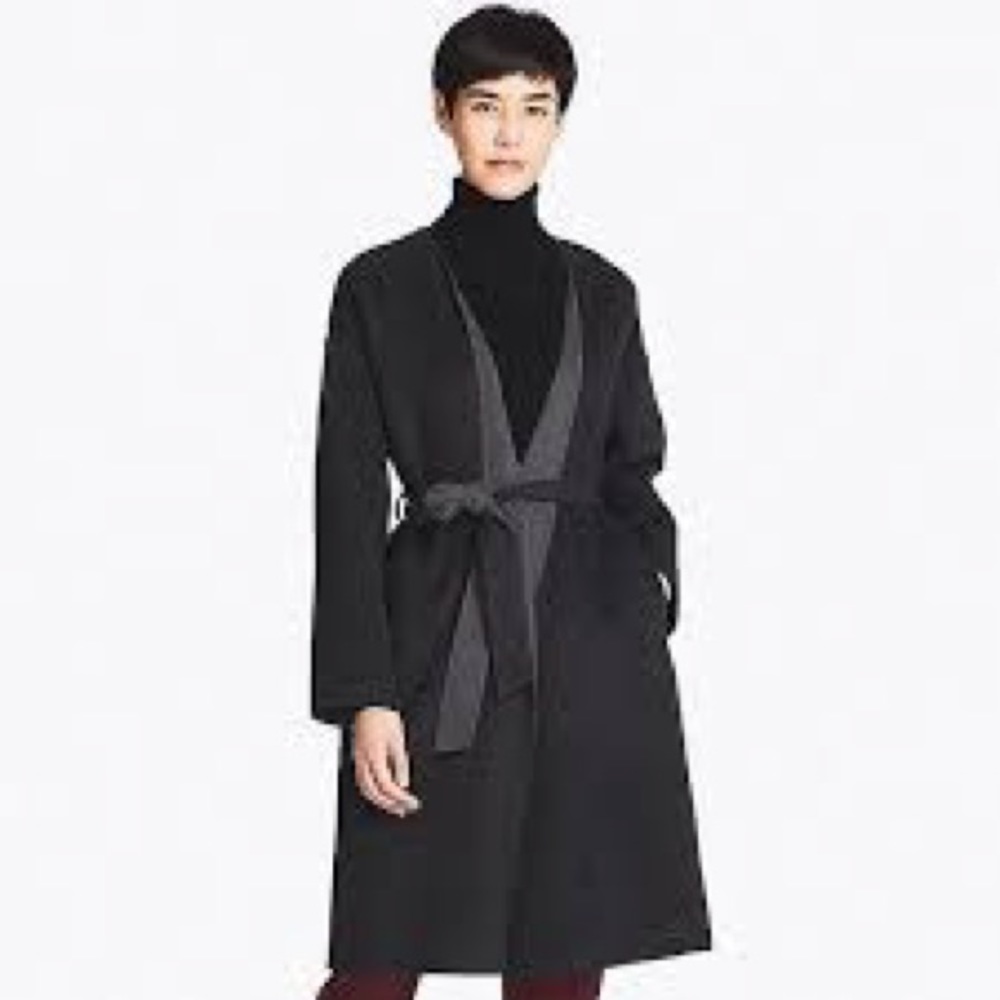 Uniqlo Double Face Collarless Grey Wool Coat